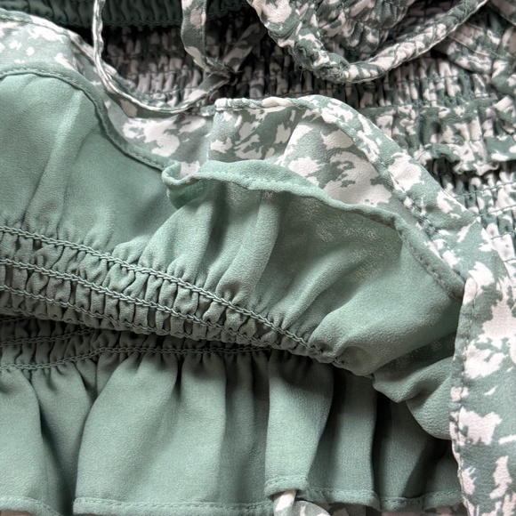 Abercrombie and Fitch Women's Green Floral Smocked Mini Dress, Wedding, Party S - Picture 6 of 12